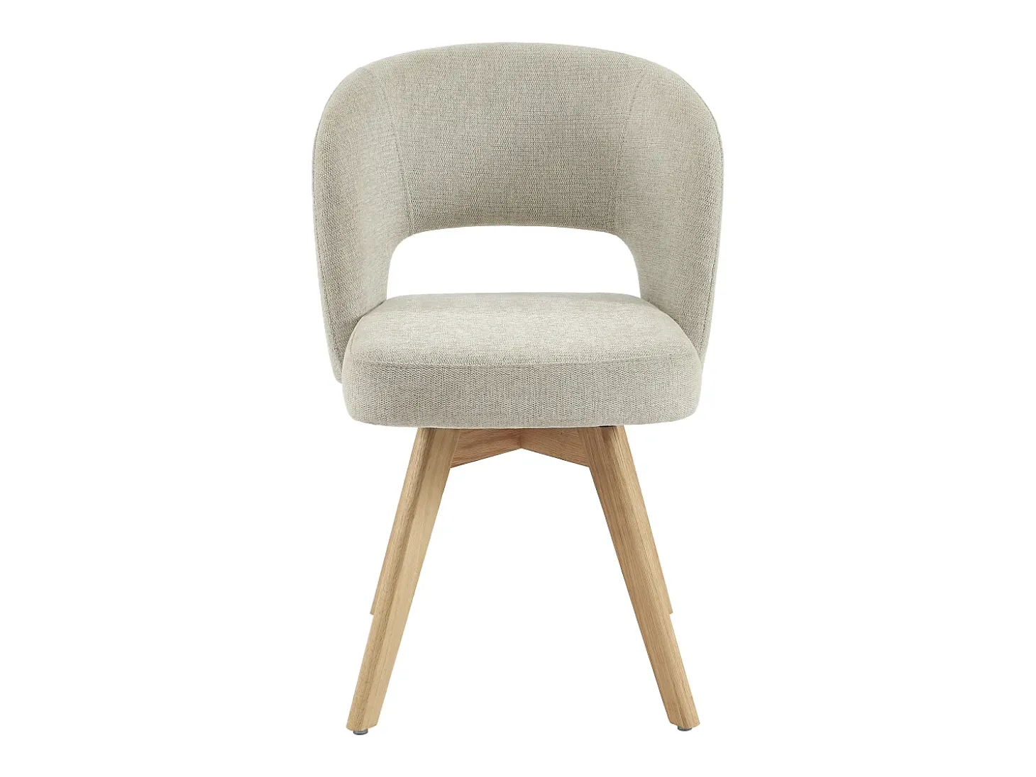 Conjunto de 2 sillas giratorias en tejido y madera de roble - Crema - GUSTAVY