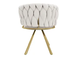 Conjunto de 2 sillas giratorias con reposabrazos en terciopelo beige y metal dorado