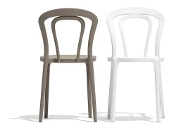 Conjunto de 2 sillas modernas blanco óptico "Caffè" de polipropileno apilables para exterior e interior cm 53x53 83h