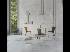 Conjunto de 4 sillas modernas en piel sintética gris oscuro "Glicine" para salón elegante 56x49 cm 82h
