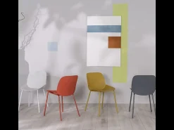 Conjunto de 4 sillas modernas de polipropileno gris 