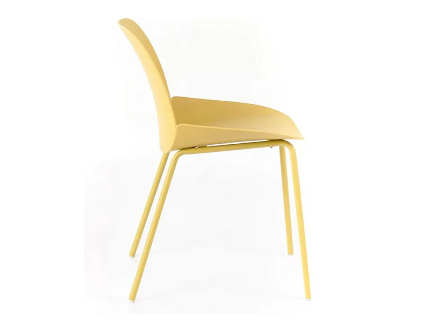 Conjunto de 4 sillas modernas "Azzurra" de polipropileno amarillo con estructura de metal pintado para salón.