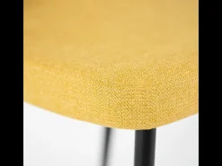 Conjunto de 4 sillas modernas de tela amarilla "Giglio" con patas de metal pintado, 46x55 cm, 85 cm de alto