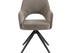 Conjunto de 6 sillas pivotantes Con reposabrazos de tela y metal - Gris topo - KONYA