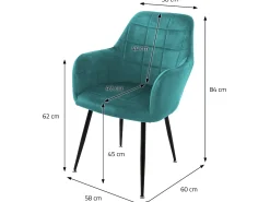 Conjunto de 4 sillas, sillas de comedor, sillas de sala, silla tapizada, silla de cocina, terciopelo