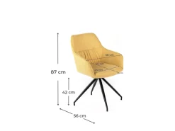 Conjunto de 4 sillas tapizadas "Anemone", sillones de salón modernos en tela amarillo claro