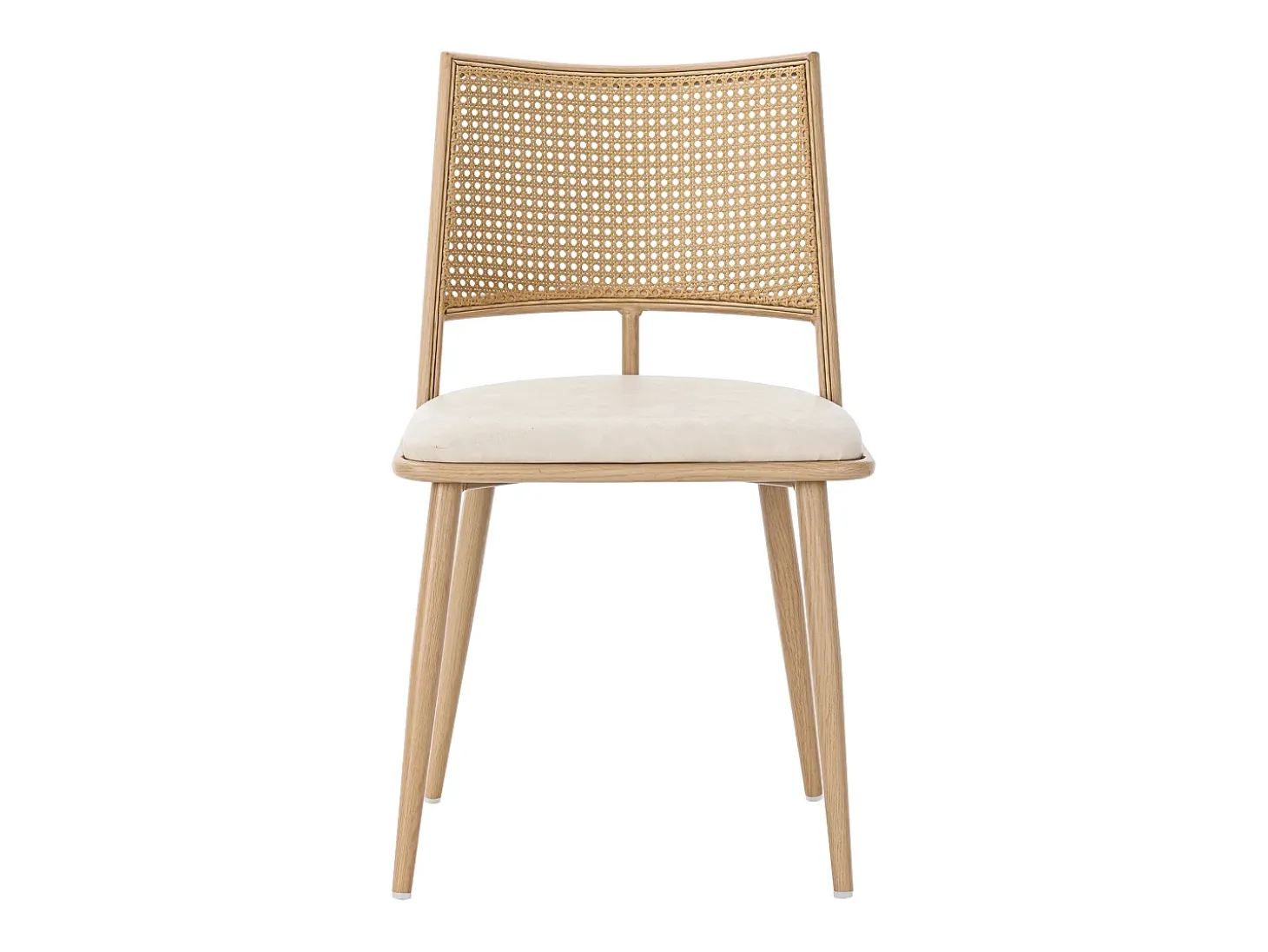 Conjunto de 4 sillones de ratán con asiento acolchado de PU, color beige