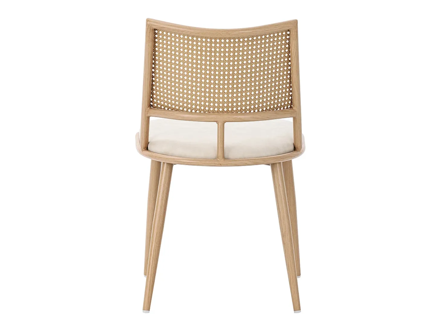 Conjunto de 4 sillones de ratán con asiento acolchado de PU, color beige