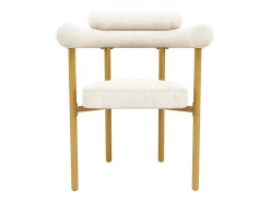 Conjunto de 2 sillones de terciopelo beige, estructura de metal dorado.