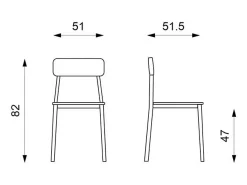 Conjunto de 4 sofás modernos en madera lacada "Ade" en pranzo estructura en metal cm 51,5x51 82h