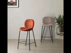 Conjunto de 2 taburetes de tela y estructura de metal 46x48 h93 cm