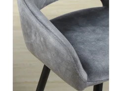 Conjunto de 2 taburetes de bar con reposapiés, tapizado de terciopelo y estructura de acero, gris (50x53x94 cm)