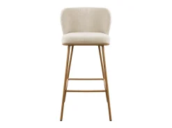 Conjunto de 2 taburetes de bar en tela texturizada y metal con efecto madera - Beige y Natural - SENORASE
