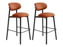 Conjunto de 2 taburetes de terciopelo y metal negro - Terracota - LAKABI