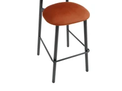 Conjunto de 2 taburetes de terciopelo y metal negro - Terracota - LAKABI