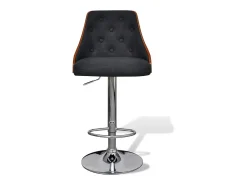 Conjunto de 2 taburetes de bar, madera curvada y tela.
