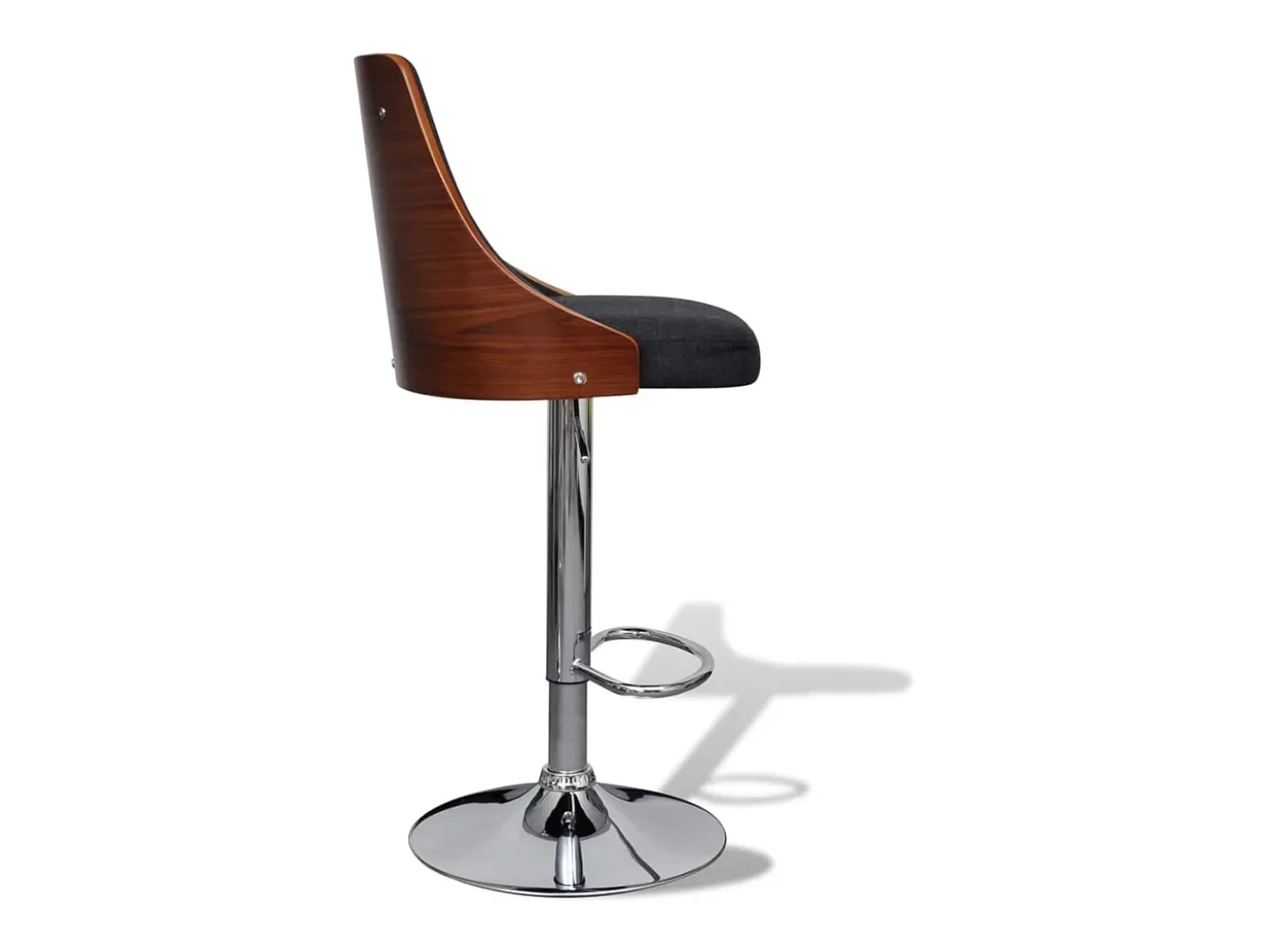 Conjunto de 2 taburetes de bar, madera curvada y tela.