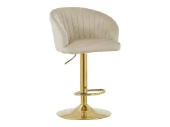 Conjunto de 2 taburetes de bar de terciopelo y metal - Altura regulable - Beige - DORALIZ