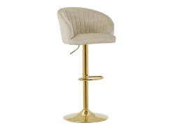 Conjunto de 2 taburetes de bar de terciopelo y metal - Altura regulable - Beige - DORALIZ