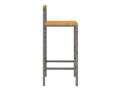 Conjunto de 4 taburetes de bar grises en resina trenzada y madera de acacia.