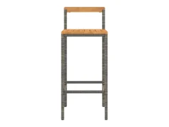 Conjunto de 4 taburetes de bar grises en resina trenzada y madera de acacia.