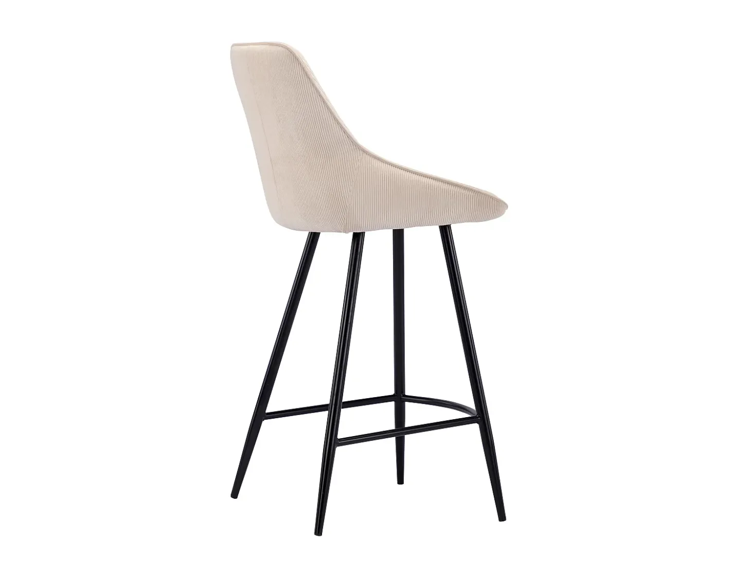 Conjunto de 2 taburetes de bar de terciopelo acanalado y metal negro - Crema - MASURIE