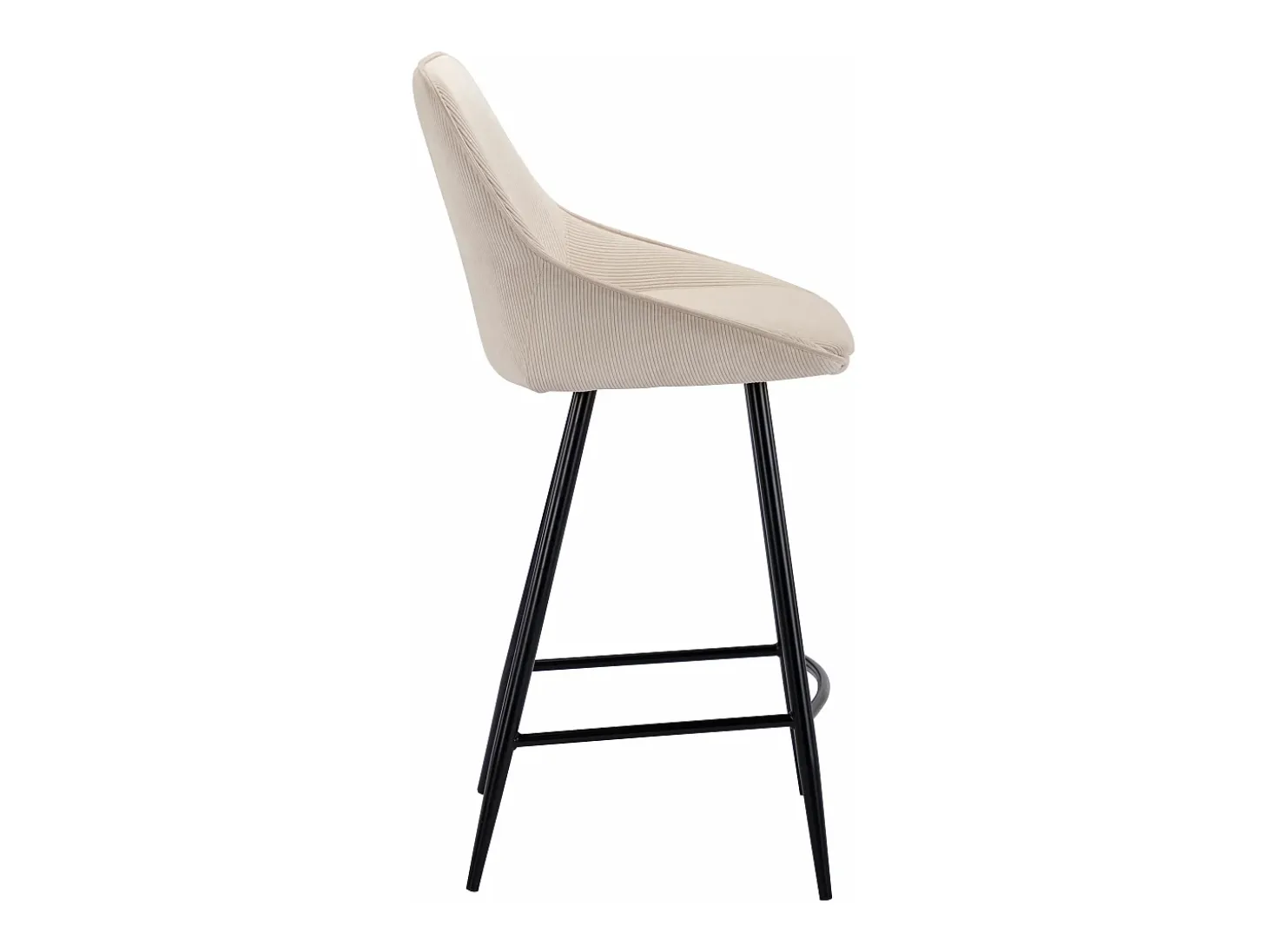 Conjunto de 2 taburetes de bar de terciopelo acanalado y metal negro - Crema - MASURIE