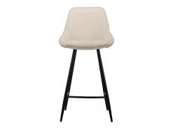 Conjunto de 2 taburetes de bar de terciopelo acanalado y metal negro - Crema - MASURIE