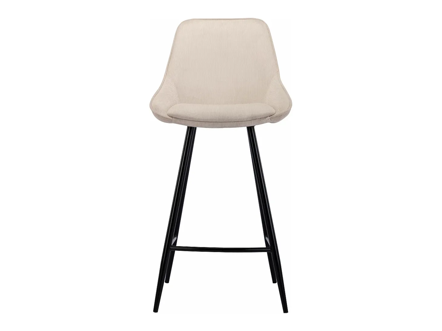 Conjunto de 2 taburetes de bar de terciopelo acanalado y metal negro - Crema - MASURIE
