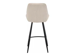 Conjunto de 2 taburetes de bar de terciopelo acanalado y metal negro - Crema - MASURIE