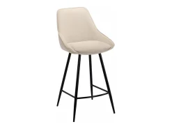 Conjunto de 2 taburetes de bar de terciopelo acanalado y metal negro - Crema - MASURIE