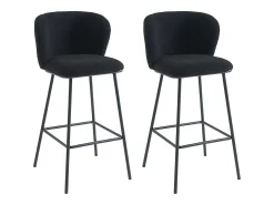 Conjunto de 2 taburetes de bar de felpa y metal - Negro - SENORASE