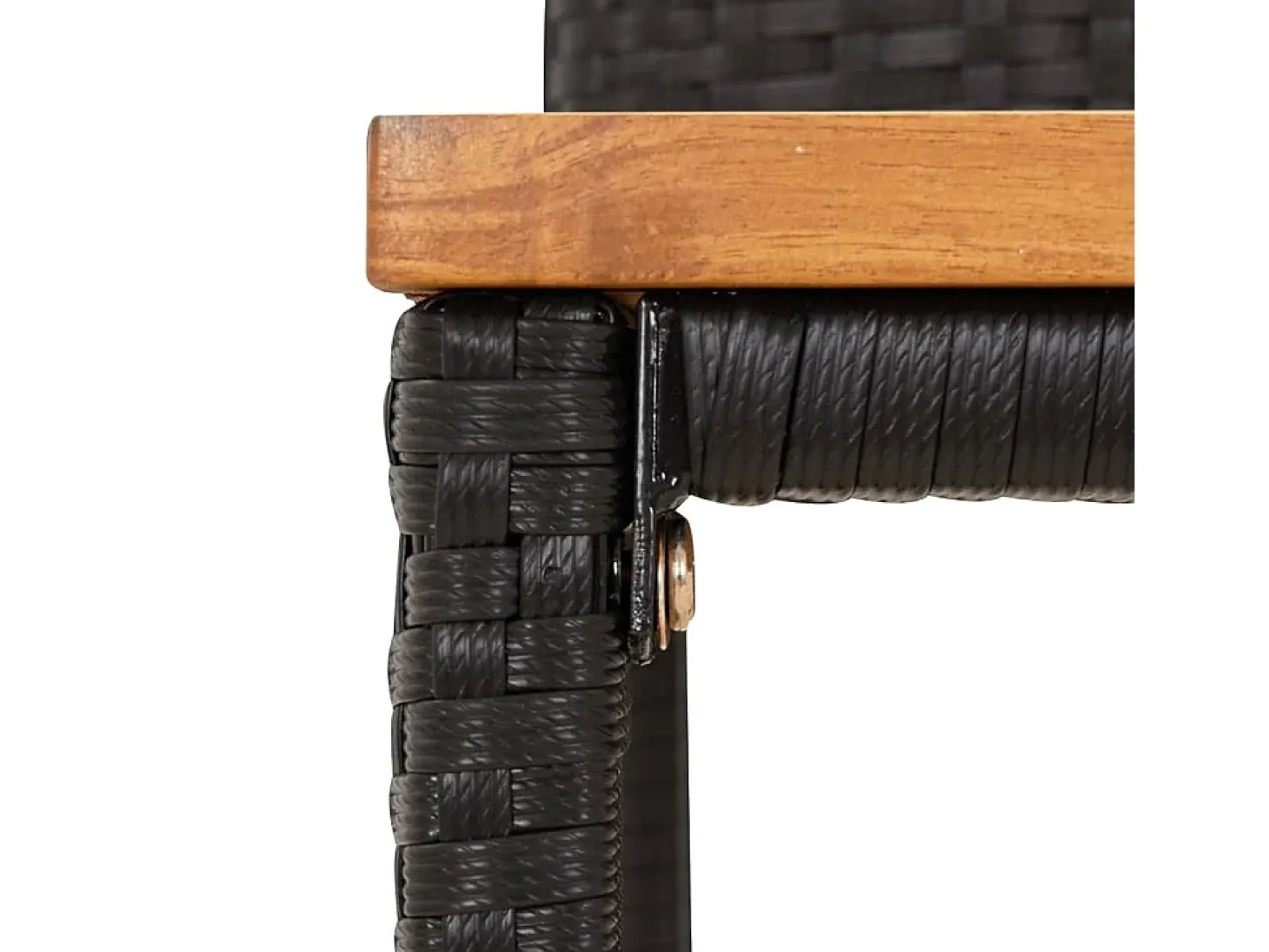 Conjunto de 2 taburetes de bar negros en resina trenzada y madera de acacia.