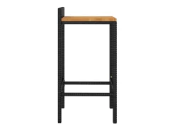 Conjunto de 2 taburetes de bar negros en resina trenzada y madera de acacia.