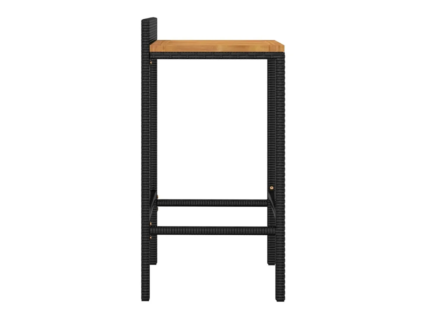 Conjunto de 2 taburetes de bar negros en resina trenzada y madera de acacia.