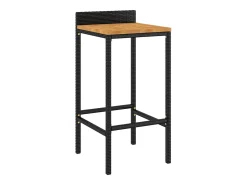 Conjunto de 2 taburetes de bar negros en resina trenzada y madera de acacia.