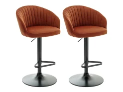 Conjunto de 2 taburetes de bar de terciopelo y metal negro - Terracota - DORALIZ