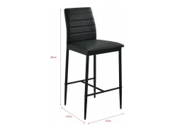 Conjunto de 2 taburetes/sillas de bar con patas de acero asiento sintético y altura del asiento de 66 cm color negro 03_0005787