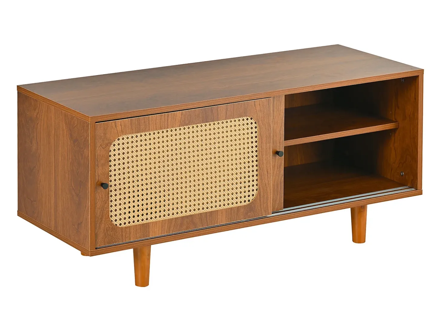 Conjunto de aparador y zapatero de ratán - Madera PB - Marrón