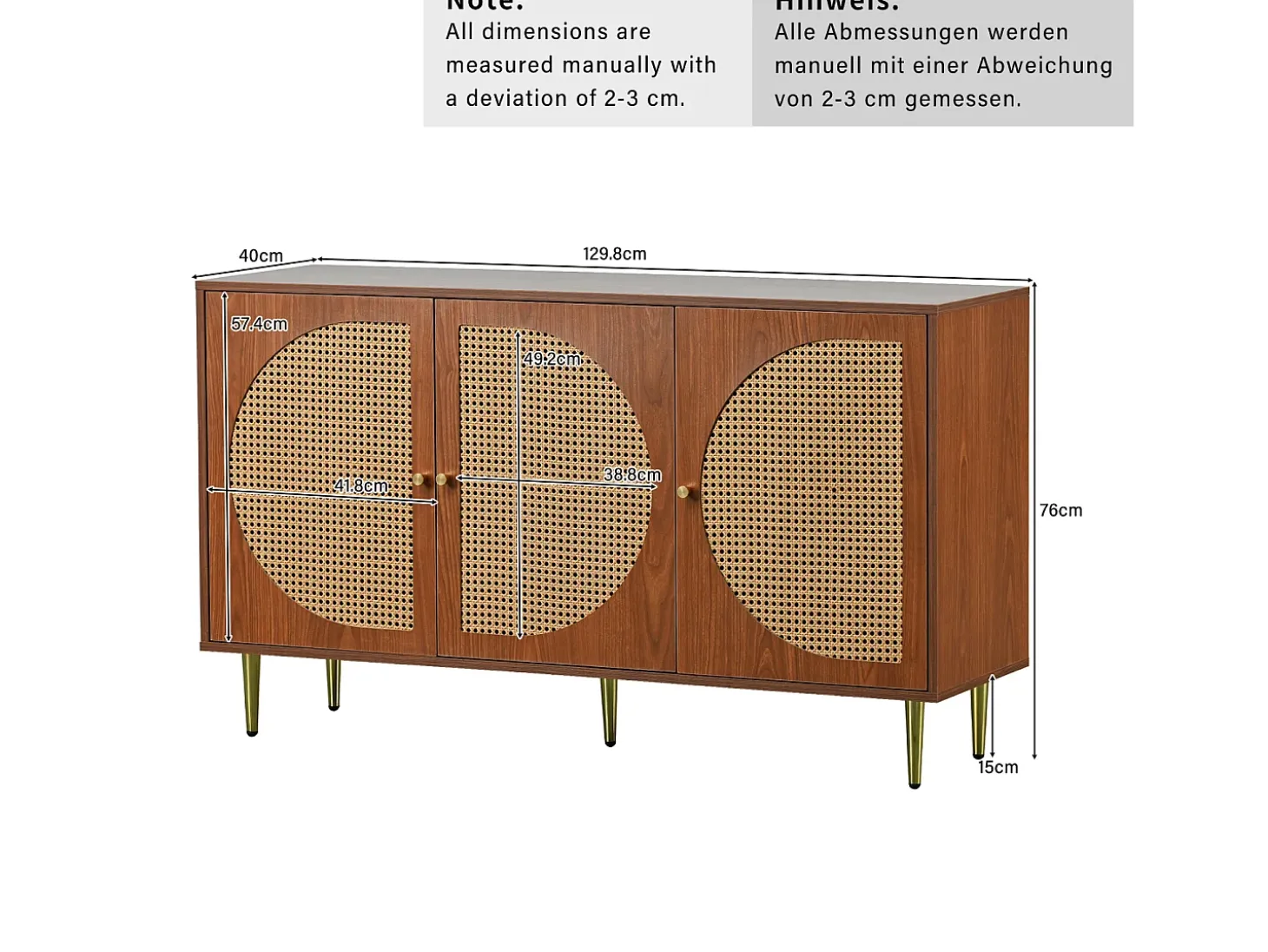 Conjunto de aparador y zapatero de ratán - Madera PB - Marrón