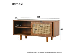 Conjunto de aparador y zapatero de ratán - Madera PB - Marrón