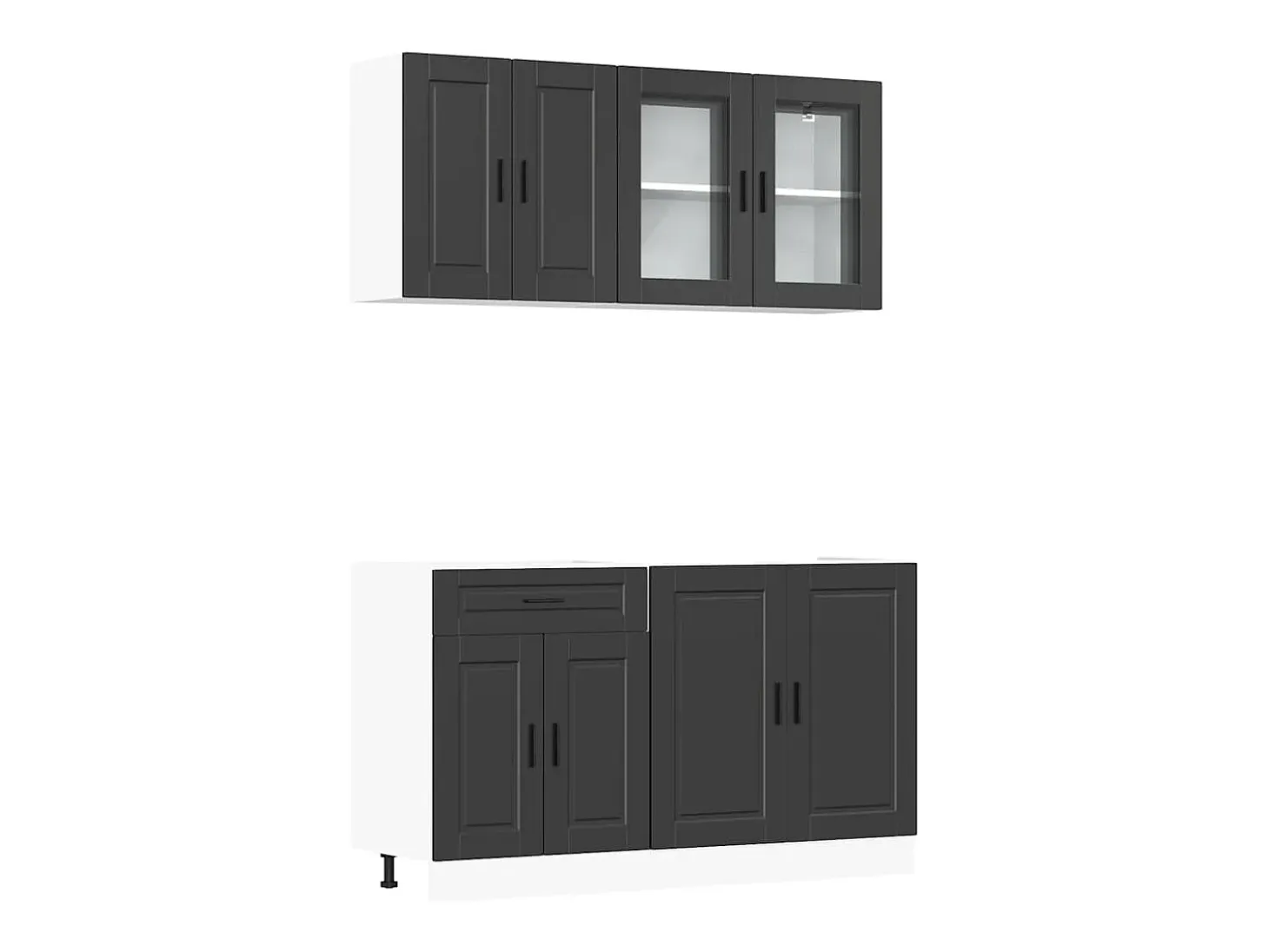 Conjunto de armarios de cocina "Porto" de 4 piezas de madera de ingeniería negra