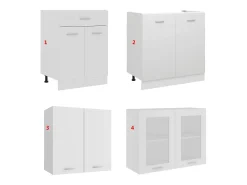 Conjunto de armarios de cocina de 4 piezas "Lyon" de en madera de ingeniería blanca