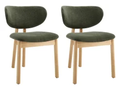 Conjunto de 2bsillas de tejido y madera de hevea - Verde - FALDRA