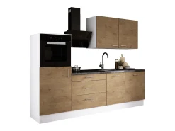 Conjunto de cocina: Blanco Mate, Roble Lancelot, dimensiones: ancho: 250 cm, alto: 220 cm, fondo: 60 cm