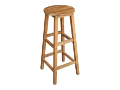 Conjunto de dos taburetes de bar de diseño asiento de silla en madera maciza de acacia 1202064