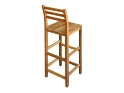 Conjunto de dos taburetes de bar de diseño asiento de silla en madera maciza de acacia 1202053