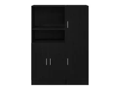 Conjunto de gabinetes de cocina de 2 piezas de madera de ingeniería negra
