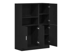 Conjunto de gabinetes de cocina de 2 piezas de madera de ingeniería negra