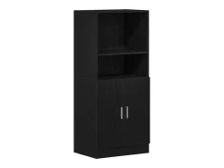 Conjunto de gabinetes de cocina de 2 piezas de madera de ingeniería negra
